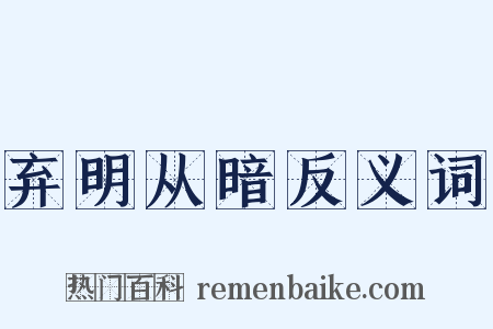 弃明从暗反义词是什么意思的图片